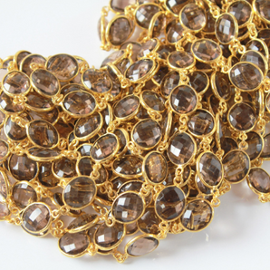 Smokey Topaz Faceted Oval Chain, (GMC-STZ-13x11) - Beadspoint