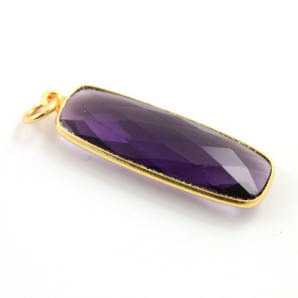 Amethyst Bezel Long Bar Pendant,  (BZC9051/AM) - Beadspoint