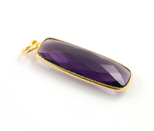 Amethyst Bezel Long Bar Pendant,  (BZC9051/AM) - Beadspoint