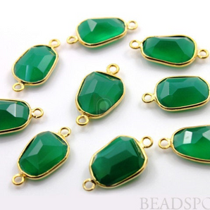 Green Onyx Faceted Oval Connector, (BZC7363-SM) - Beadspoint