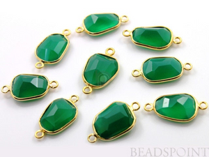 Green Onyx Faceted Oval Connector, (BZC7363-SM) - Beadspoint