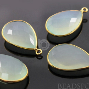 Chalcedony Faceted Pear Bezel, (BZC7283) - Beadspoint