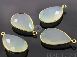 Chalcedony Faceted Pear Bezel, (BZC7283) - Beadspoint