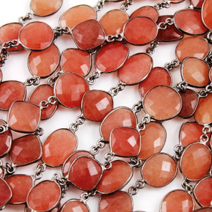 Carnelian Faceted Bezel Chain, (BC-CAR-53) - Beadspoint