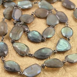 Labradorite Oval Faceted Bezel Chain, (BC-LAB-38) - Beadspoint