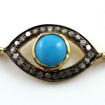 Pave Diamond w/ Turquoise Evil Eye Pendant, ( DF/DC23) - Beadspoint