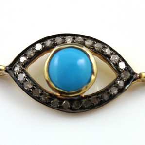 Pave Diamond w/ Turquoise Evil Eye Pendant, ( DF/DC23) - Beadspoint