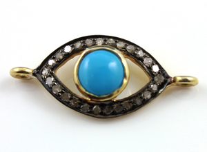 Pave Diamond w/ Turquoise Evil Eye Pendant, ( DF/DC23) - Beadspoint