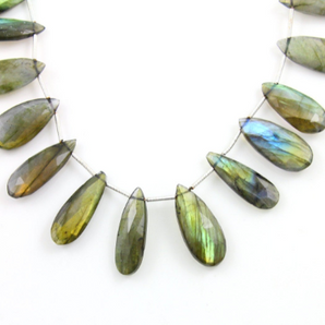 Blue Flashes Labradorite Faceted Pear Briolettes Beads, (LAB32x10PR) - Beadspoint