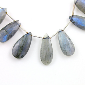 Blue Flashes Labradorite Faceted Pear Briolettes Beads, (LAB22x11PR) - Beadspoint