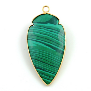 Malachite Faceted Large Arrowhead Bezel, (BZC9023/MLK/LG) - Beadspoint