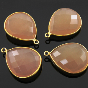 Sand Chalcedony Faceted Pear Bezel,(BZC3060) - Beadspoint