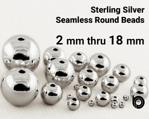 925 Sterling Silver Seamless Round Beads, 2mm - 18mm - Beadspoint
