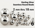 925 Sterling Silver Seamless Round Beads, 2mm - 18mm