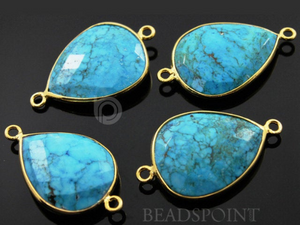 Turquoise Faceted Pear Shape Connector , (BZC7110) - Beadspoint