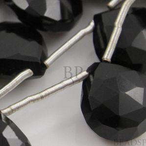 Black Onyx Faceted Heart Drops, (4X12x12HRT) - Beadspoint