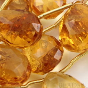 Warm Honey Yellow Citrine Faceted Flat Pear Briolettes Drops, (4CIT9x12Pear) - Beadspoint