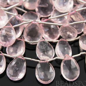 Rose Quartz Large Faceted Pear Drops Gemstone, (4RQ10x14PEAR) - Beadspoint