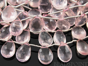 Rose Quartz Large Faceted Pear Drops Gemstone, (4RQ10x14PEAR) - Beadspoint