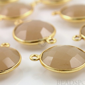 Sand Chalcedony Coin Shape Bezel, (BZC7226) - Beadspoint