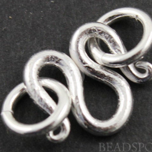 Brushed Sterling Silver Hook Clasp With 2 Rings (BR/6428) - Beadspoint