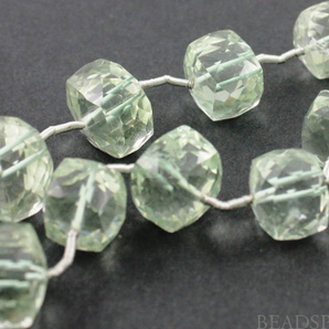 Green Amethyst Micro Faceted Cube Beads, (GAMsmcube) - Beadspoint