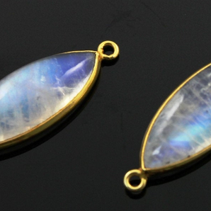 Rainbow Moonstone Smooth Marquise Connector,  (MN21FNCY) - Beadspoint