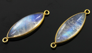 Rainbow Moonstone Smooth Marquise Connector,  (MN21FNCY) - Beadspoint