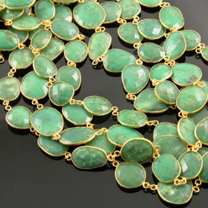 Chrysophase Faceted Oval Chain (BC-CHR-114) - Beadspoint