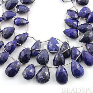 Lapis Lazuli Large Faceted Pear Drops, (LAP12x16PEAR) - Beadspoint