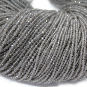 Grey Moonstone Micro Faceted Rondelles, (GMNS-2-RNDL) - Beadspoint