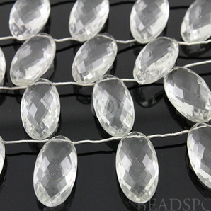 Rock Crystal Faceted Oval Top Drilled Drops, (CRY13x25OVALTD ) - Beadspoint