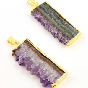 Raw Amethyst Electroplated  Slice Pendant, (DZY/CNT/SLC/902) - Beadspoint