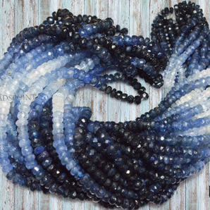 Blue Sapphire Faceted Roundel Beads, (BSPH34RNDL) - Beadspoint