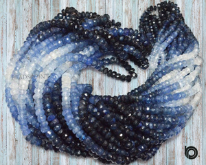 Blue Sapphire Faceted Roundel Beads, (BSPH34RNDL) - Beadspoint
