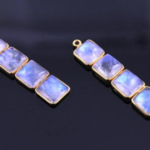 Rainbow Moonstone Pendant in Gold Vermeil, (RNB-803) - Beadspoint