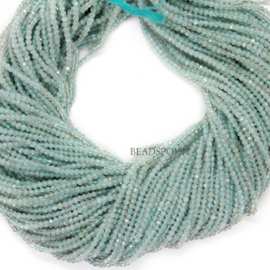 Aquamarine Micro Faceted Rondelle Beads, (AQUA-2RNDL) - Beadspoint