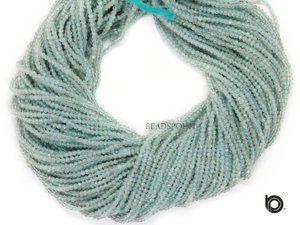 Aquamarine Micro Faceted Rondelle Beads, (AQUA-2RNDL) - Beadspoint