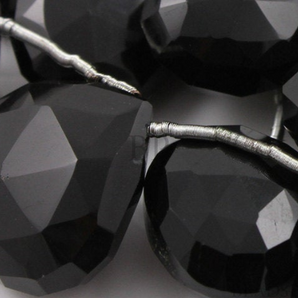 Black Onyx Large Faceted Heart Drops,4 Pieces, (4X16x16HRT) - Beadspoint