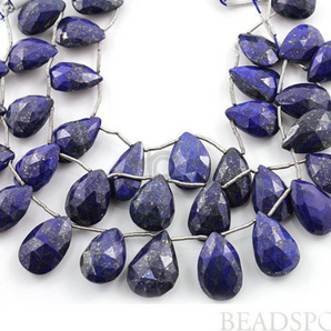 Lapis Lazuli Large Faceted Pear Drops,2 Pieces, (2LAP12x16PEAR) - Beadspoint