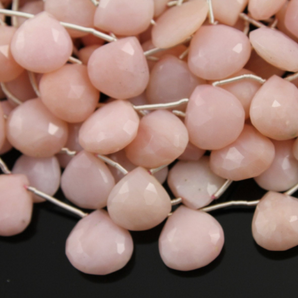 Pink Opal Faceted Heart Tear Drops, (POPL/14mm/HT) - Beadspoint