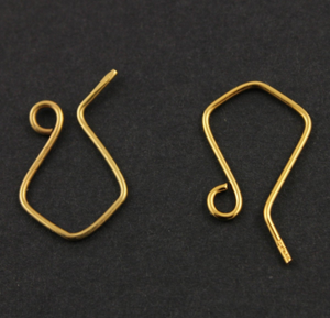 Gold Vermeil Kite Ear Wire, (VM/702-A) - Beadspoint