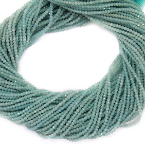 Aqua Chalcedony Micro Faceted Rondelle Beads, (AQUA-2.5FRNDL) - Beadspoint