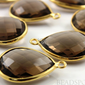 Smokey Quartz Faceted Pear Bezel, (BZC7433) - Beadspoint