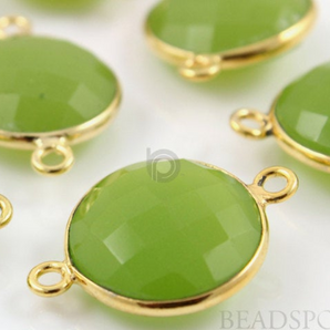 Apple Green Chalcedony Faceted Coin Bezel, (BZC7254) - Beadspoint