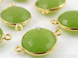 Apple Green Chalcedony Faceted Coin Bezel, (BZC7254) - Beadspoint