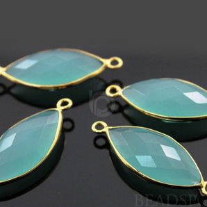 Aqua Blue Chalcedony Faceted Marquise Bezel, (BZC3001) - Beadspoint