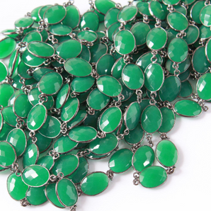 Green Onyx Faceted Oval Chain, (GMC-GNX-11X14) - Beadspoint