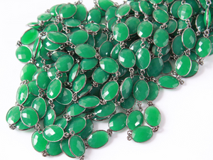 Green Onyx Faceted Oval Chain, (GMC-GNX-11X14) - Beadspoint