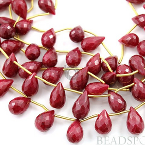 Ruby Faceted Briolette Tear Drops, (RBY7x10FTEAR) - Beadspoint